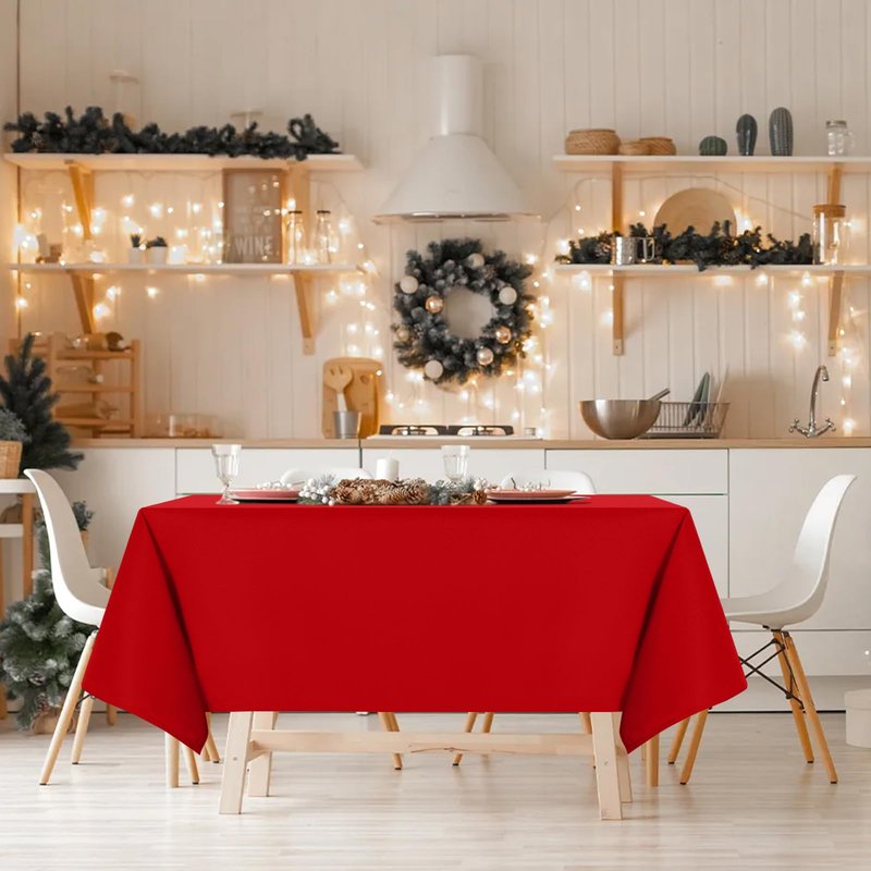 ABCCANOPY 2 Pack Rectangle Polyester Tablecloth 90 x 132 Inch Indoor Outdoor Stain-Resistant Washable Heavy-Duty Fabric Table Cover Elegant Home Decor Red