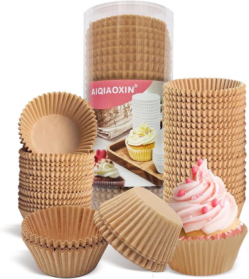 Bake Choice 500PCS Brown Cupcake Liners - Food Grade, Non-Stick, Greaseproof Baking Wrappers