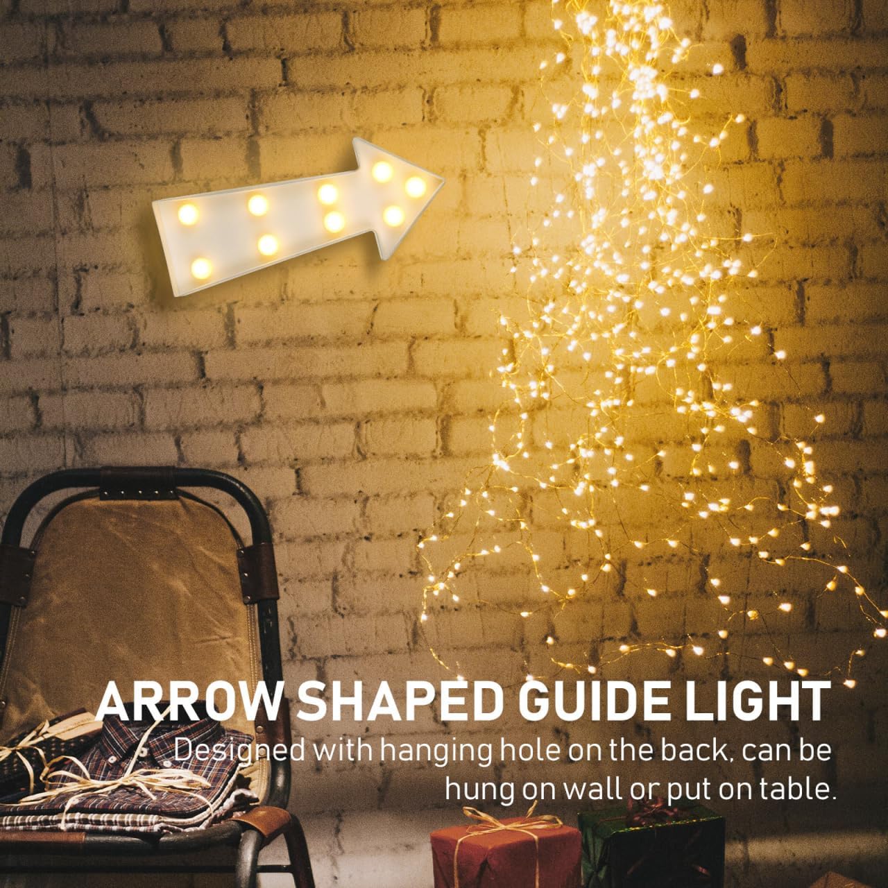 Uonlytech LED Arrow Night Light - Battery Operated 3D Sign for Kids' Bedroom Decor | 8.9 x 3.9 x 1.9 Inches