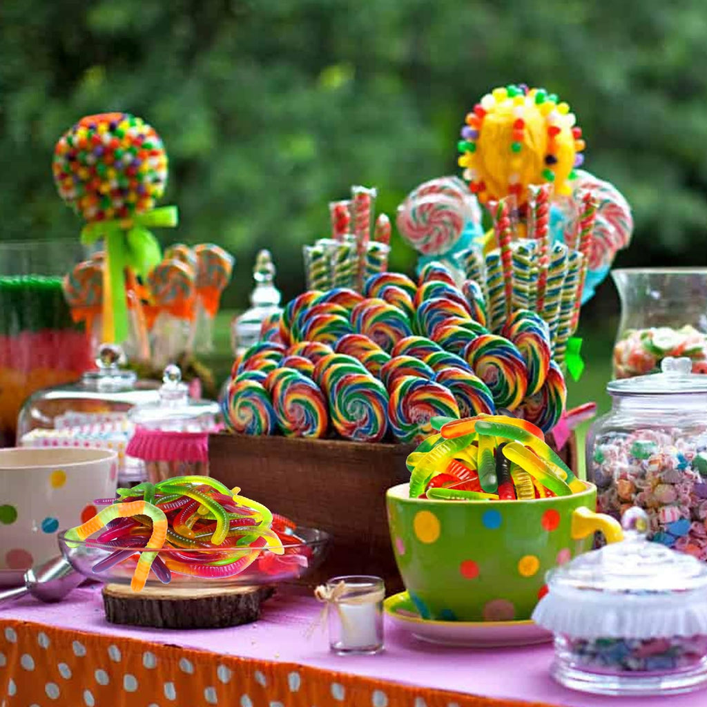 Palksky 4PCS gummy worm molds silicone for gummies candy, large fruit snack molds for kids