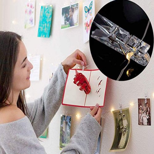 JMTGNSEP 50 LED Fairy Lights - Battery-Powered Photo Clip String Lights | 16ft Warm White for Indoor Decor