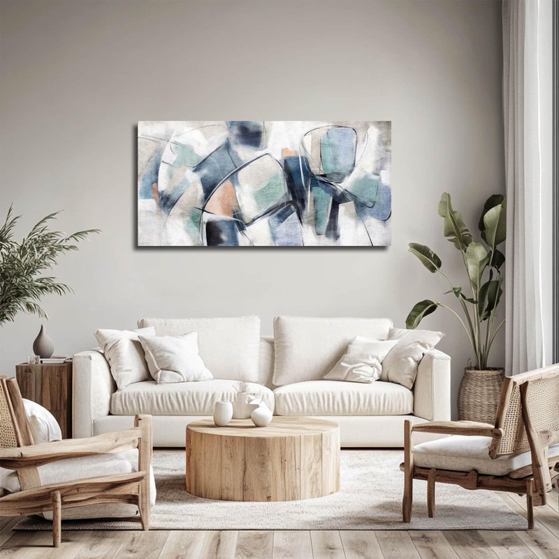 VAYIMDH Blue Pictures Wall Decor Abstract Wall Art Modern Artwork for Business Lobby Pink Wall Pictures for Wall 24x48 In