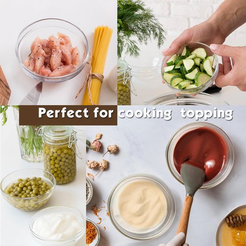 Etolies 18 pack 4 Inch(7oz) Glass Prep Pinch Bowls,Mini Clear Small Glass Bowls Set of 18,Serving Bowls Stackable for Kitchen Prep, Dips,Cooking Toppings,Condiments