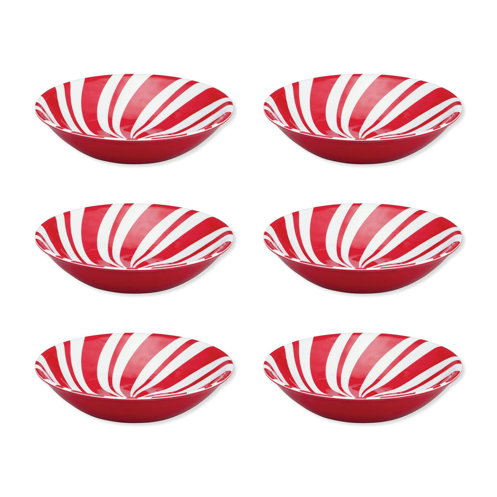 UPware Peppermint Melamine Bowl Set, Round Bowls for Pasta, Rice, Soup, and Salad, BPA-Free, Dishwasher Safe, Shatter-Proof, Red, 8 Inch, Set of 6