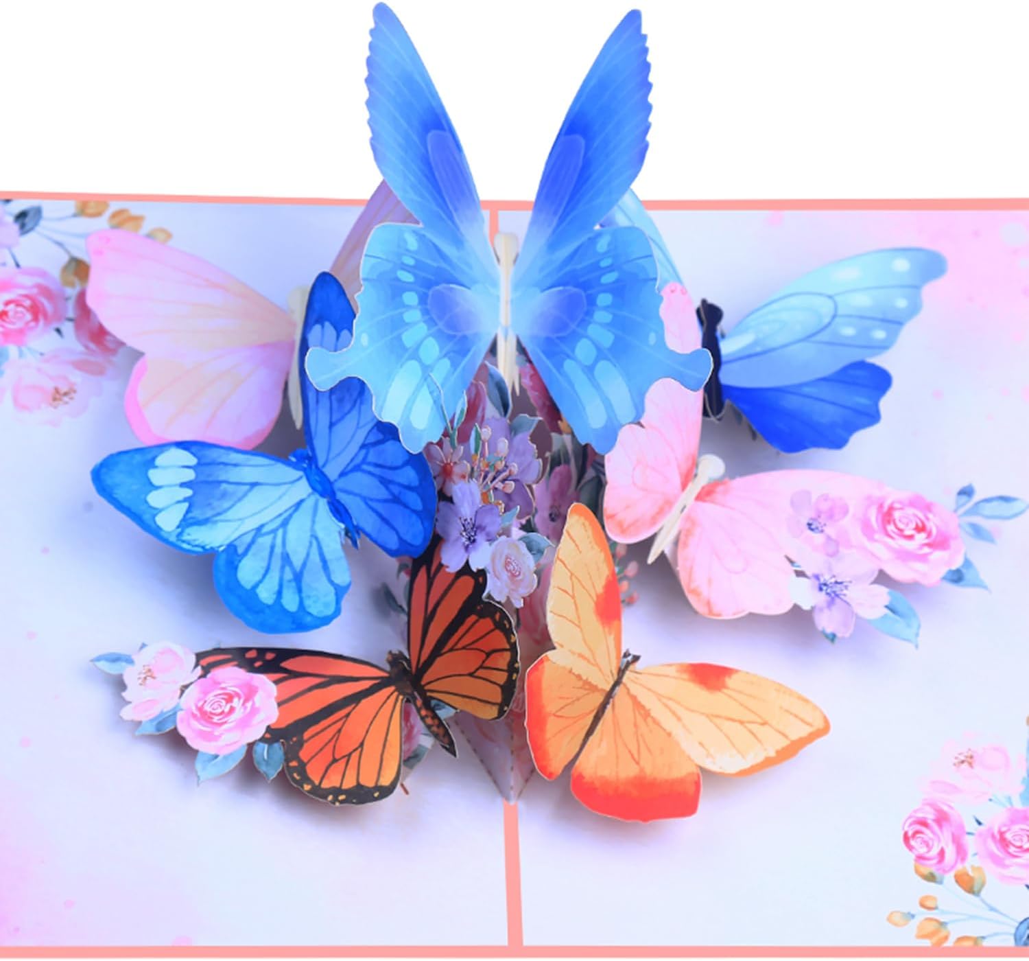 ROBBEAR 3D Butterfly & Flower Pop-Up Greeting Card - Handmade for Birthdays, Anniversaries & More