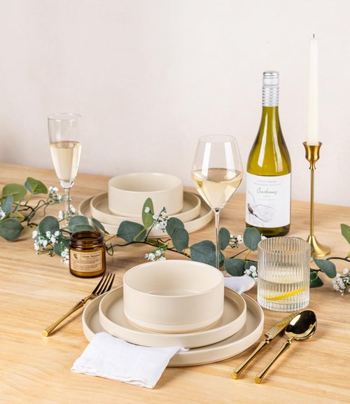 TheTerra Ceramic Dinnerware Sets for 4, 12 Pieces Handmade Reactive Glaze Plates and Bowls Set, Scratch Resistant Dish Set, Oven & Microwave & Dishwasher Safe, Matte White