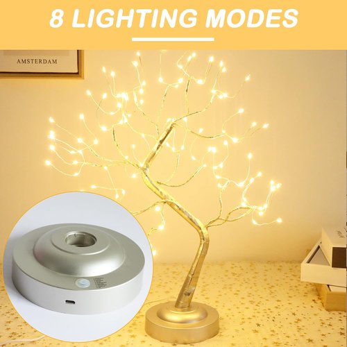 Fairy Light Tree | 108 LED Twinkle Lamp with Timer & 8 Lighting Modes | Warm White, Adjustable Branches