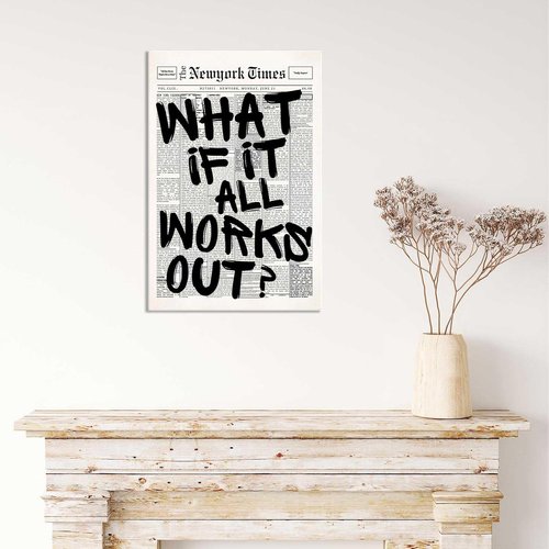Drimiler Retro Black And White Newspaper Poster - Positive Affirming Quote Canvas Wall Art | 12x16in Framed