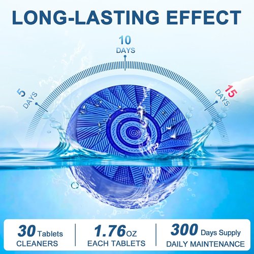 Msvvko Toilet Bowl Cleaner Tablets - Septic-Safe Hard Water Stain Remover & Deodorizer | Fresh Scent - 30 Tabs