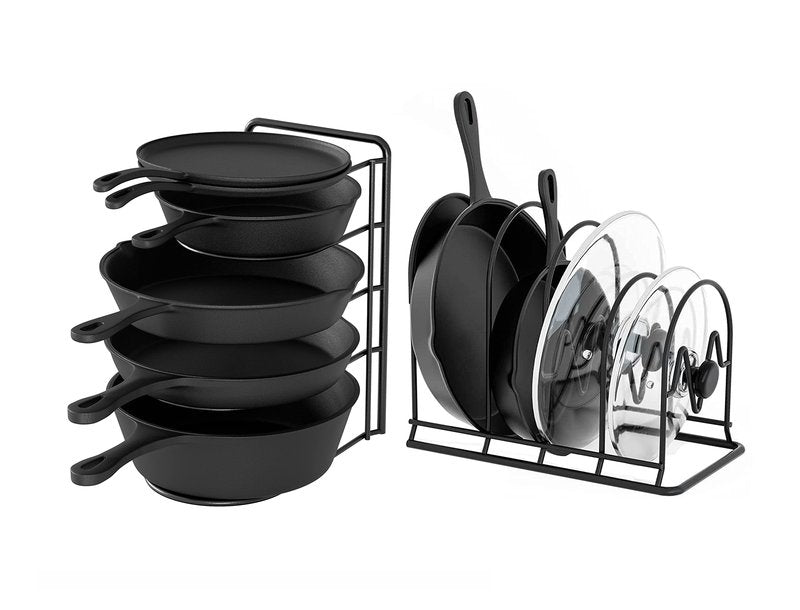 SpaceAid Heavy Duty Pan Organizer Rack for Cabinet, Pot Lid Holder, Kitchen Organization & Storage for Cast Iron Skillet, Bakeware, Cutting Board - No Assembly Required (2 pack)