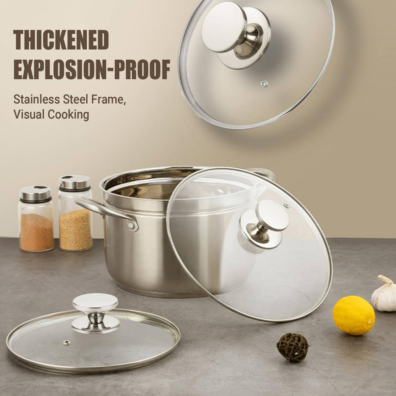 Tyqzor 9.5 Inch Pan Lid for Frying Pan, Skillet, 4mm Clear Tempered Glass, Compatible with Dishwasher and Ovens