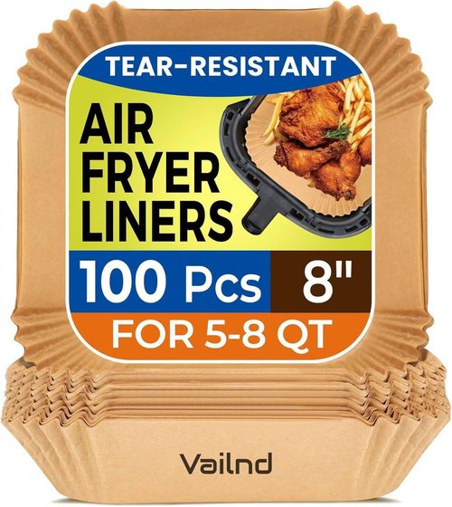 Air Fryer Paper Liners - 100 Pcs Non-Stick Parchment Paper for 8” Air Fryer & Microwave Use