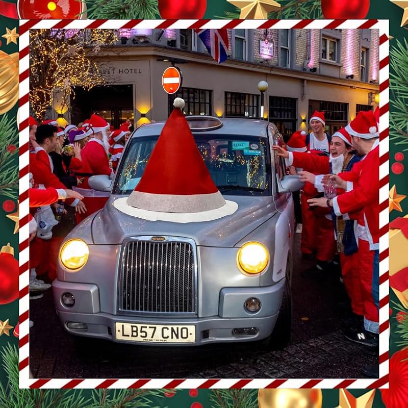 DGDRHZ Red Oversized Santa Hat Car Decoration 43x37 Inches - Christmas Auto Decor