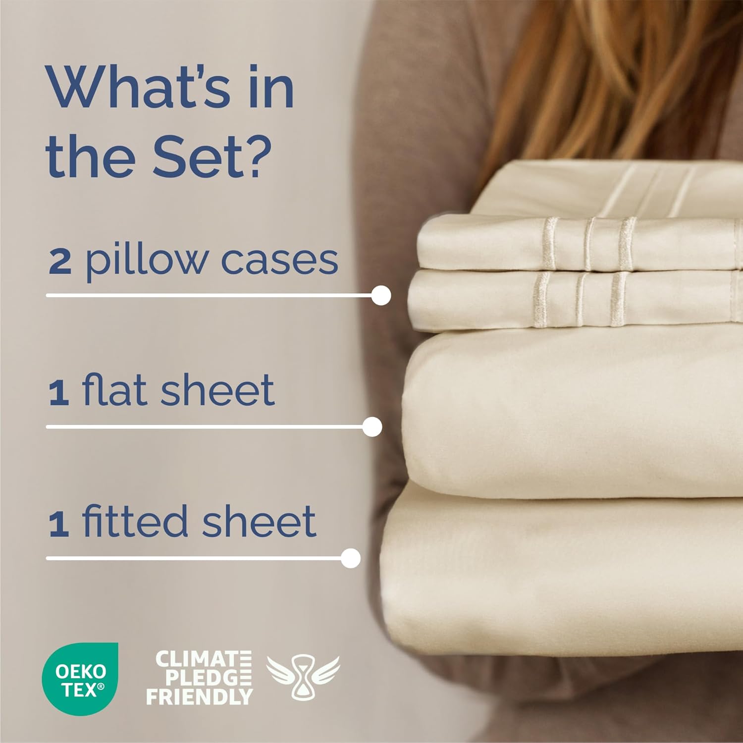 Queen Size 4-Piece Sheet Set - Comfy, Breathable & Cooling Hotel Luxury Bedding - Deep Pockets, Soft & Wrinkle-Free - Oeko-Tex Certified - Off White