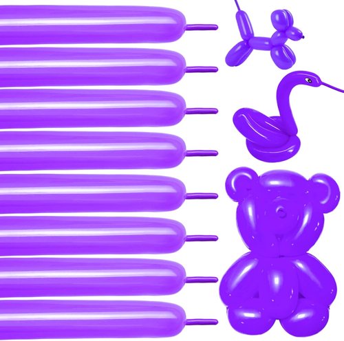 Dark Purple 260Q Latex Balloons - Thickened Long Balloons for Garland & Balloon Animals, 100 Pack
