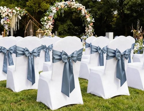 Gankar Dusty Blue Chair Sashes - 50 Pack Elegant Chair Ties for Weddings & Events Decor