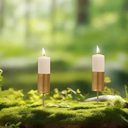 Cabilock Christmas Candle Holder Stake Set - 6 Metal Taper Candlestick Holders for Table Centerpiece