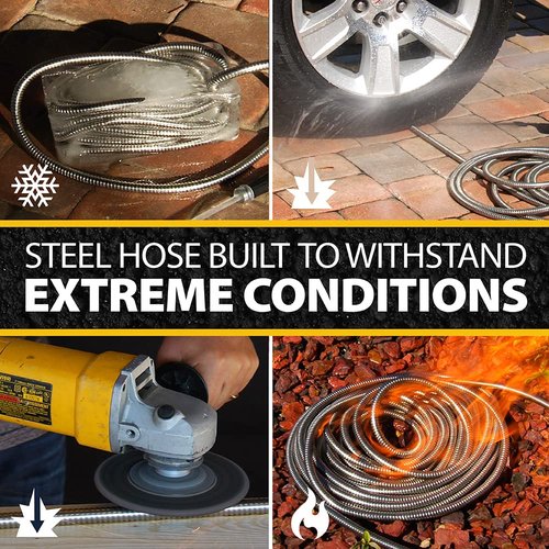 Bionic Steel 75 Ft Garden Hose with Nozzle, Premium 304 Stainless Steel Metal Water Hose 75Ft, Flexible, Rust Proof, Lightweight, Heavy Duty, Crush Resistant Fittings, Easy Coil, 500 PSI, 2025 Model