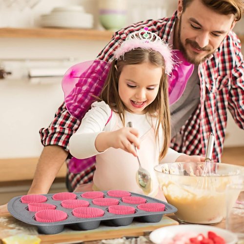 Caperci Pink Cupcake Muffin Liners - 500-Count Food Grade, No Smell & Grease-Proof Baking Cups