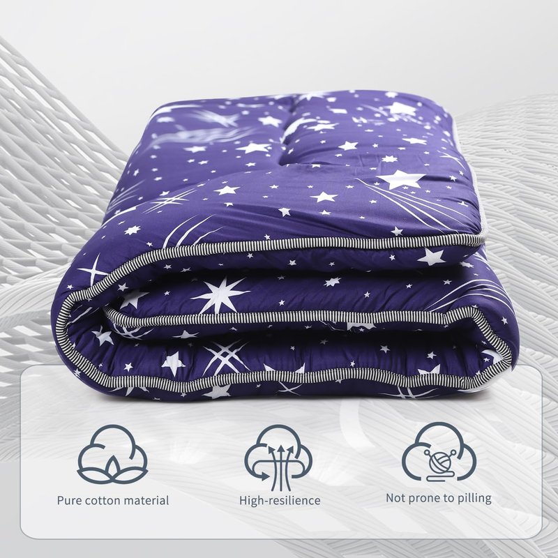 DPRRCX Japanese Floor Mattress,Roll Up Memory Foam Tatami Mat Easy to Store and Portable,Futon Mattress Suitable for Camping and Guest Room (Blue, Twin (80" x 36"))