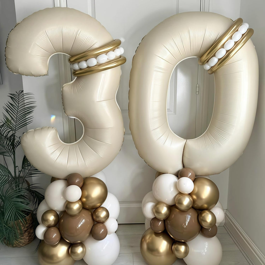 Skiennix 40-Inch Cream White Number 1 Balloon - Helium Mylar Birthday Party Decoration