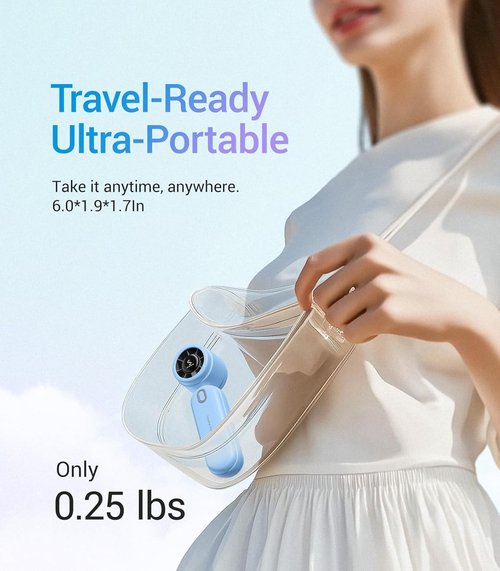 Diveblues Portable Handheld Turbo Fan - High-Speed USB Rechargeable Pocket Fan for Travel & Home (Blue)