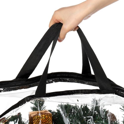 Hedume Wreath Storage Bag - 2 Pack Clear 30" X 8" Container with Dual Zipper and Reinforced Handle