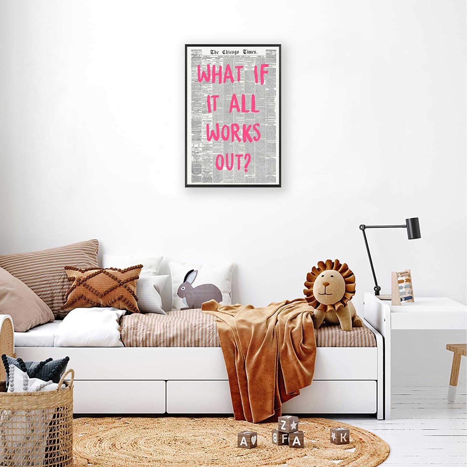 Retro Newspaper Poster - Positive Affirming Quote Canvas Wall Art by What If It All Works Out | 8x12in Framed