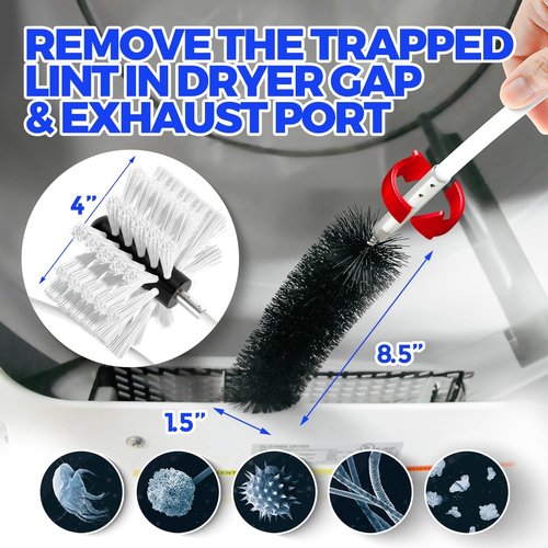 Holikme Dryer Vent Cleaner Kit - 30 Feet Flexible Lint Brush with Drill Attachment - Easy Cleaning Tool