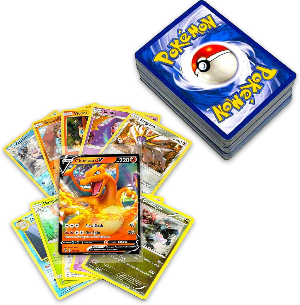 Pokémon | 50+ Official Cards Collection - Includes 5 Foil Cards & Rare Variants like GX, EX, FA, Tag Team