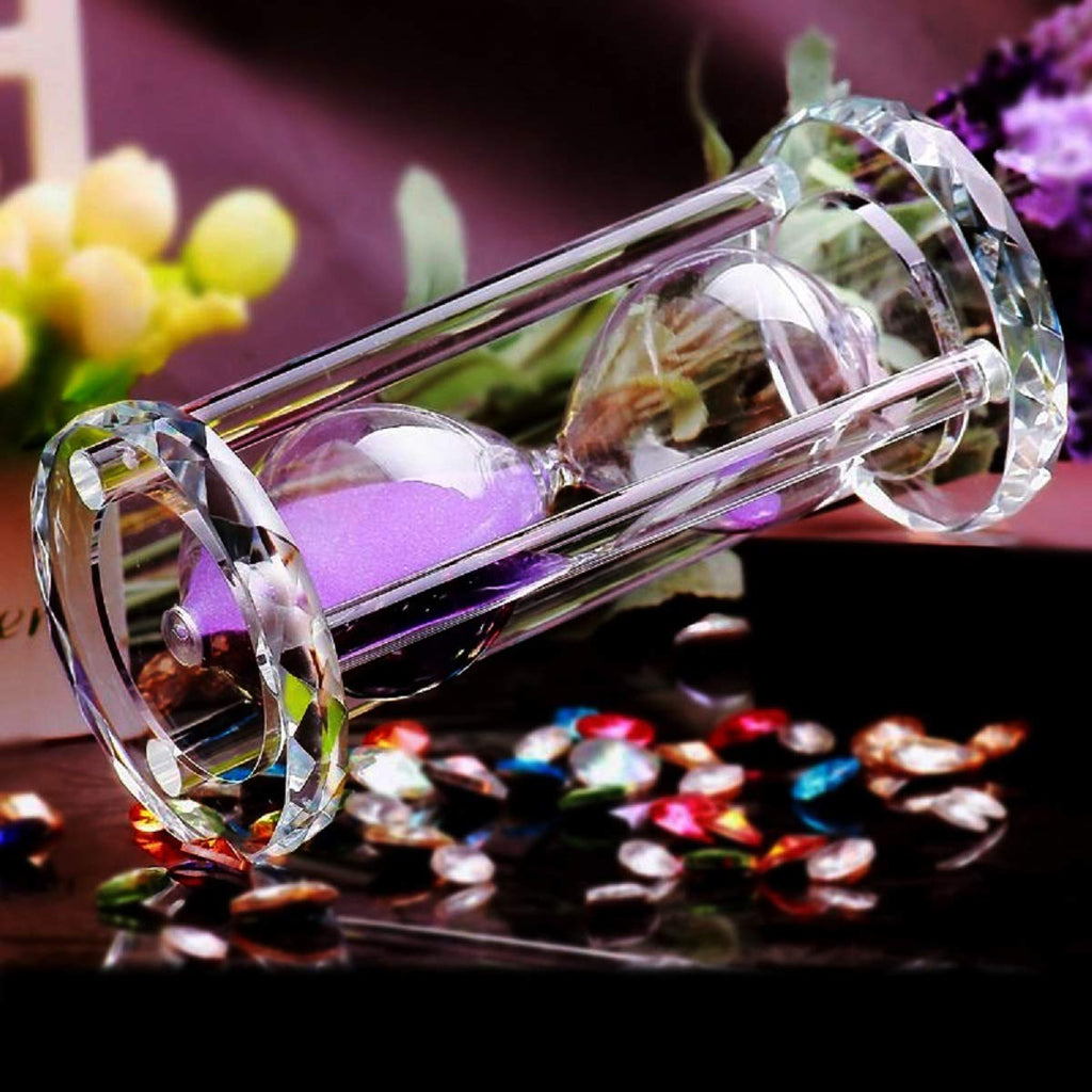 Lonovel 60 Minutes Hourglass Timer,Crystal Sand Timer Diamond Carving Surface,Good for Kitchen Office Desk Coffee Table Book Shelf Cabinet Decor Christmas Birthday Present Gift Box Package,(Purple)