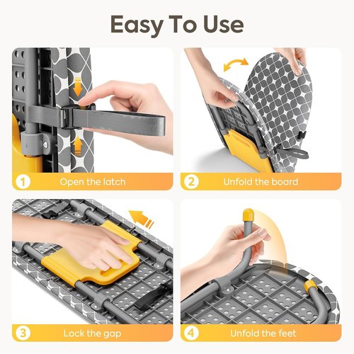 APEXCHASER Foldable Ironing Board - Portable Mini Iron Table with Heat Resistant Cover | Yellow