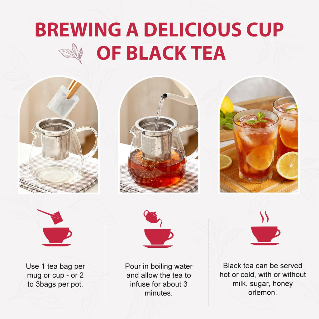 Soeos Organic Black Tea Bags - Bold Aroma & Smooth Flavor | 6.3oz (180g) Pack of 2, Premium Quality
