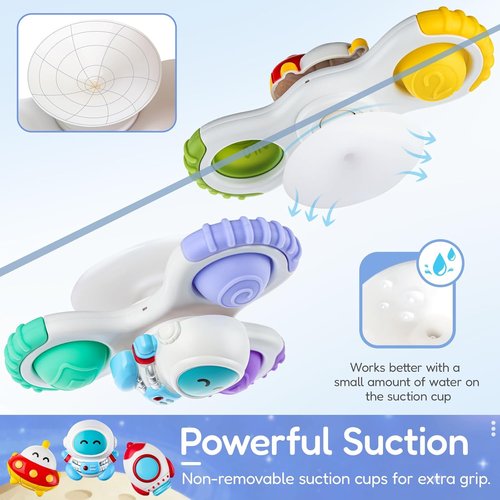 ALASOU Pop Suction Cup Spinner Toys - Sensory Airplane Travel Set for Infants & Toddlers | Ideal Gift for Ages 1-2