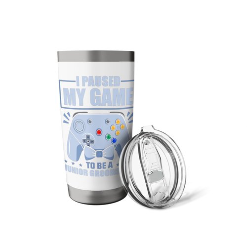 Junior Groomsman Video Gamer Paused My Game Junior Groomsmen Stainless Steel Insulated Tumbler