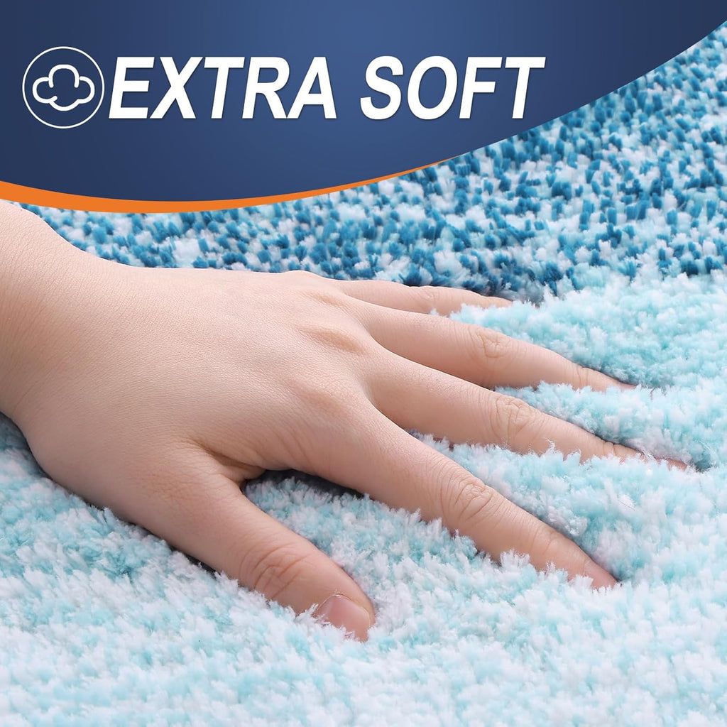 OLANLY Bath Rugs Mat - Extra Soft Microfiber, Quick Dry & Washable | 24x16, Peacock Blue