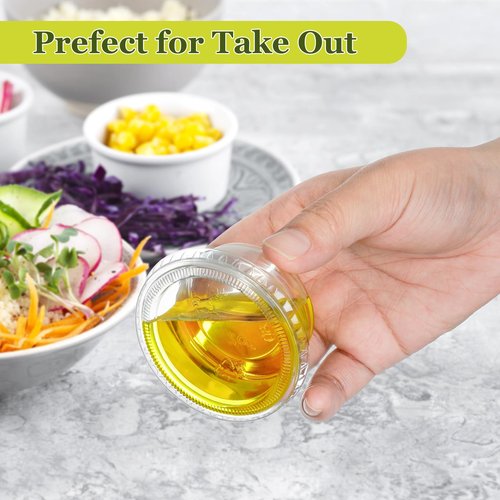 OcePor 2oz 500 Sets Jello Shot Cups with Lids, Condiment Containers with Lids, Sauce Containers for Salad Dressing, Snacks, Jello, Condiment Cups, Meal Prep Containers (transparent)
