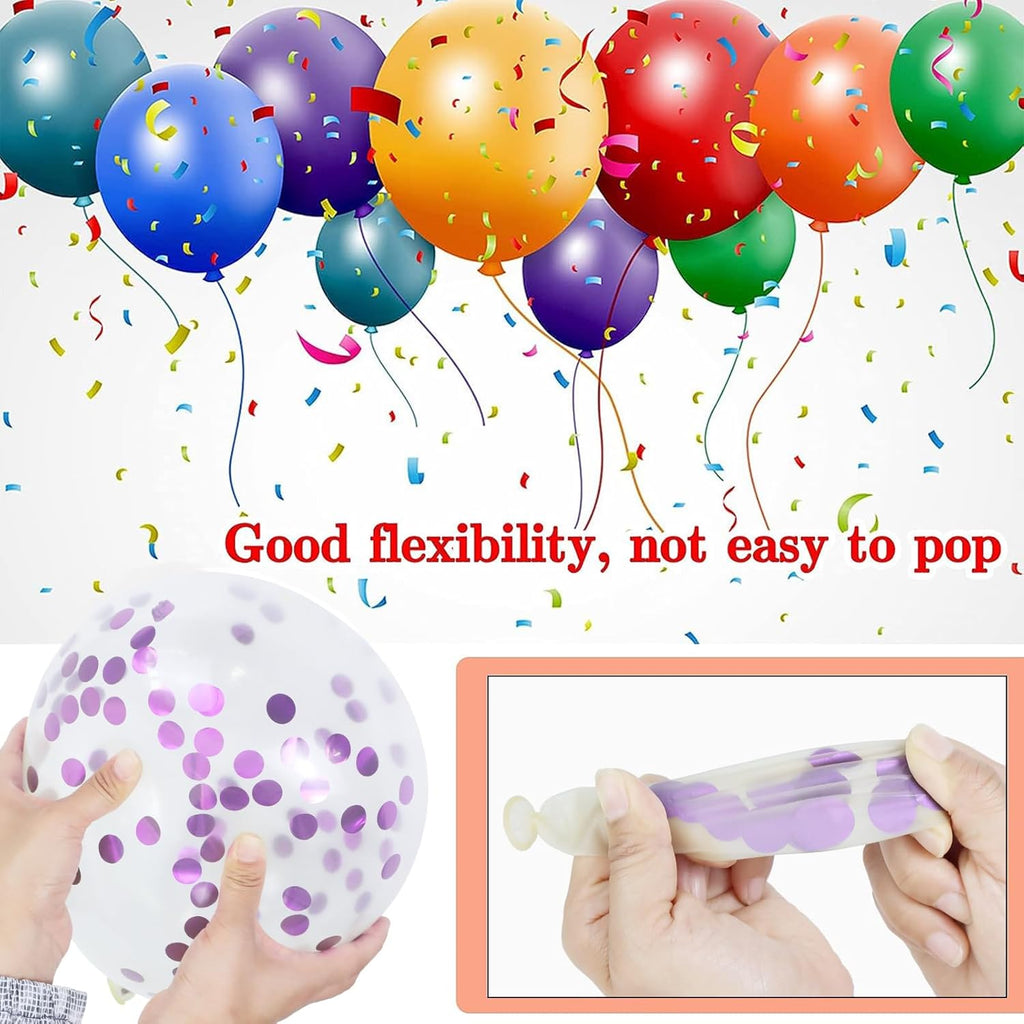 Skiennix 68Pcs Pink & Purple Balloons - 12 Inch Metallic Latex Balloons with Ribbons for Parties