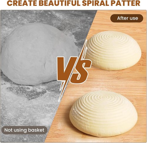 Kikcoin 5-Inch Banneton Bread Proofing Basket Set of 6 | Perfect for Mini Sourdough Baking