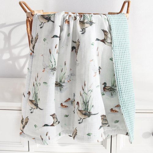 LifeTree Muslin Swaddle Blankets Neutral, Baby Waffle Swaddling Wrap Nursery Blanket for Boys Girls Newborn, 70% Viscose from Bamboo and 30% Cotton