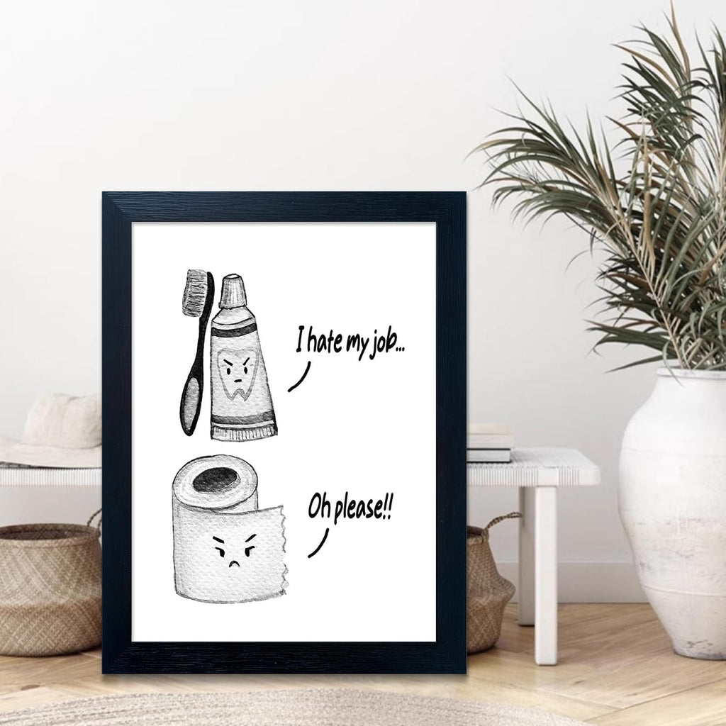 Skiennix Kids Bathroom Decor - Cute Children's Wall Art | Funny Framed Canvas Print for Guest Restroom