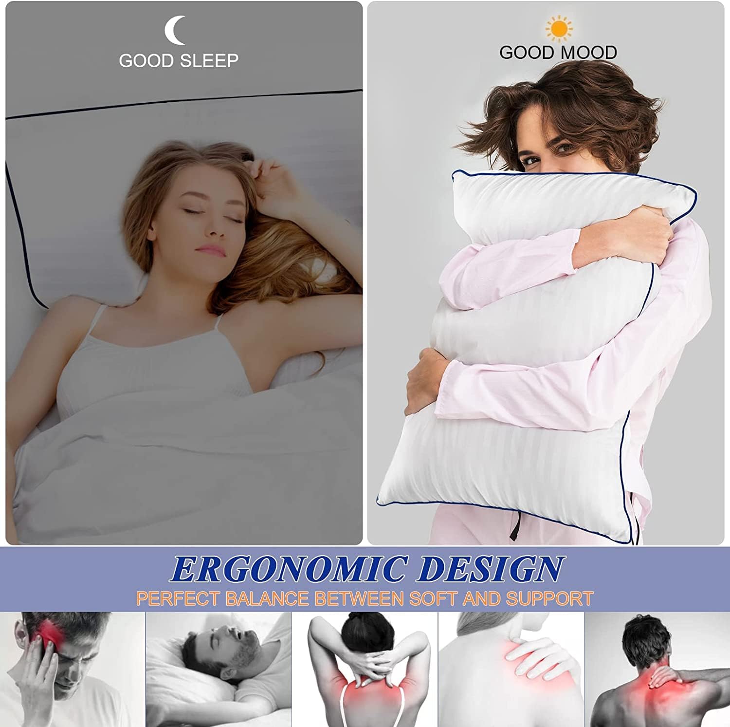 SEMZSOM King Size Bed Pillows - Set of 4 Luxury Hotel-Quality Soft Down Alternative for All Sleepers