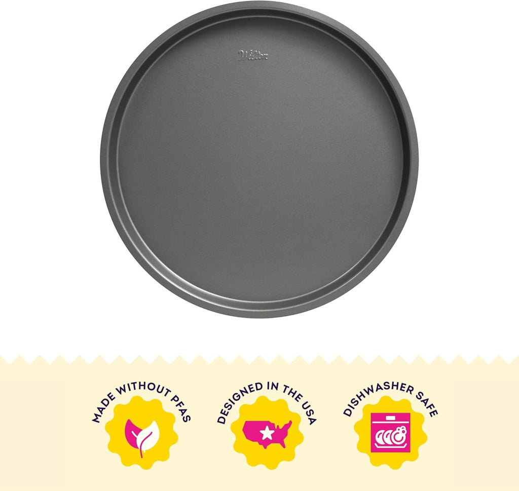 Wilton Silver Non-Stick Pizza Pan - 12-Inch Cold-Rolled Steel Bakeware, PFAS-Free Quality