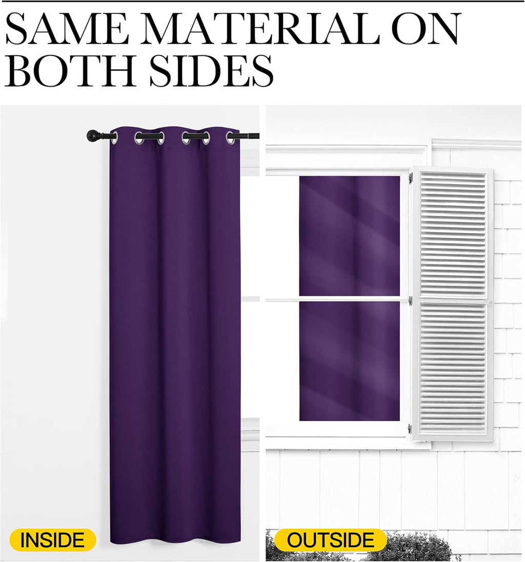 NICETOWN Blackout Curtains - Thermal Insulated Grommet Drapes for Bedroom | Royal Purple, 42 x 95 (Set of 2)