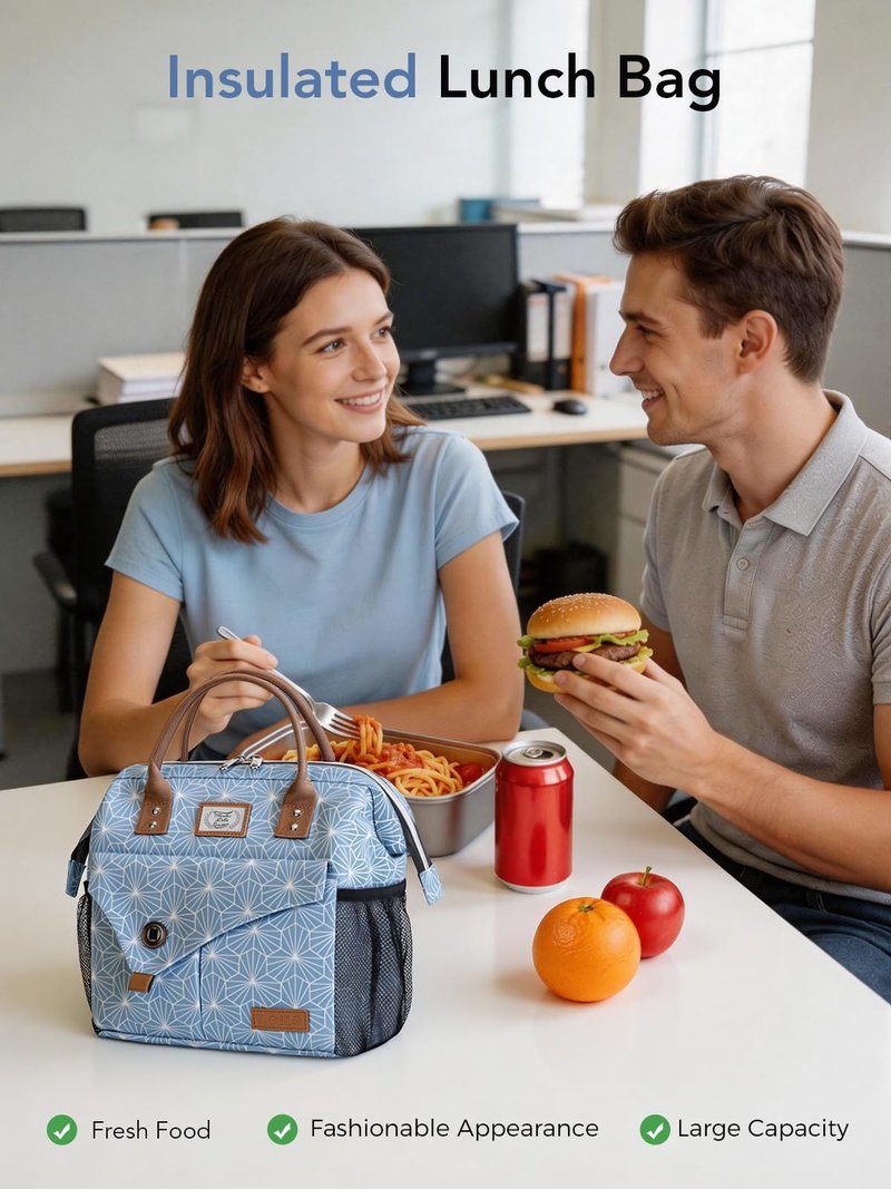 Lekesky Lunch Bag for Women Lunch Box Small Insulated Lunch Bag, Blue, 11L