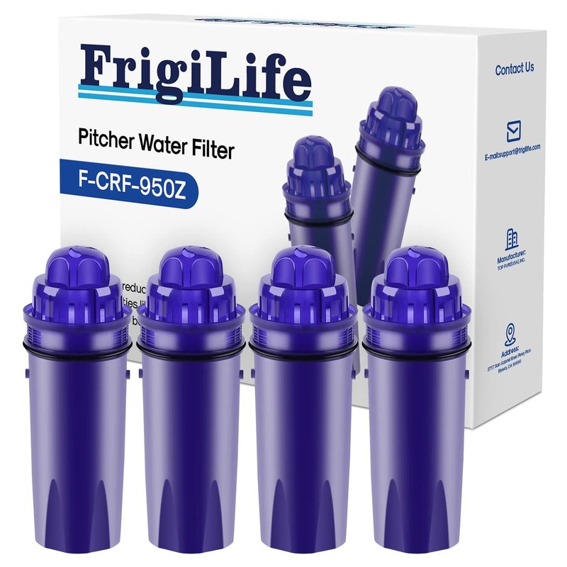 FrigiLife Pitcher Water Filter Replacement with Pur CRF950Z, CRF-950Z, DS-1800Z, PPT700W, CR-1100C, PPT711W, CR-6000C, PPT710W, PPF900Z, Compatible with more PUR Pitchers Dispensers, 4PACK