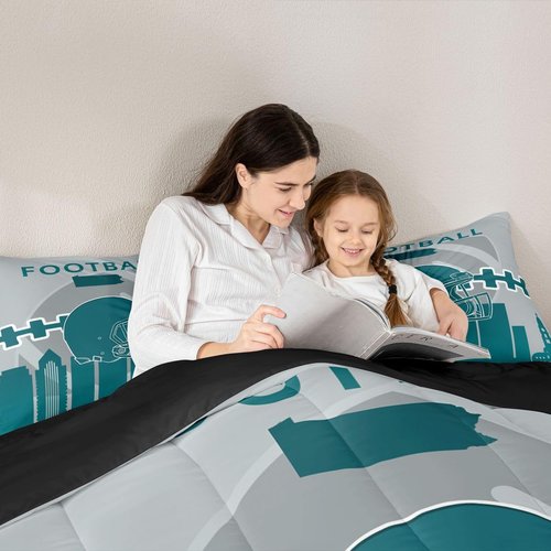 Erosebridal Sports Comforter for Boys,Football Bedding Set Twin Size,Football Players Comforter Sets,Sports Ball Game Duvet Insert with 1 Pillowcase Lightweight