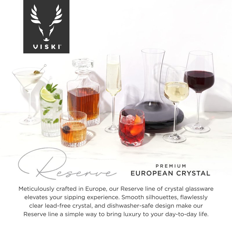 Viski Reserve Inez Burgundy Wine Glasses, Crystal Clear Red Wine Glasses for Wedding, Anniversary, Birthday Gifts for Women and Men, Home Bar, Elegant Glassware, 31 oz, Set of 4