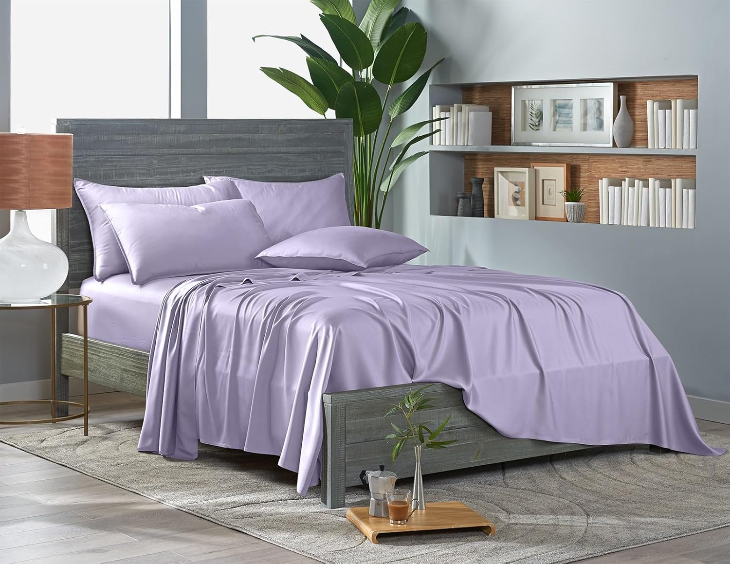 Pure Bamboo California King Sheets - 100% Organic Viscose Bed Sheet Set, Soft & Cooling, Lavender
