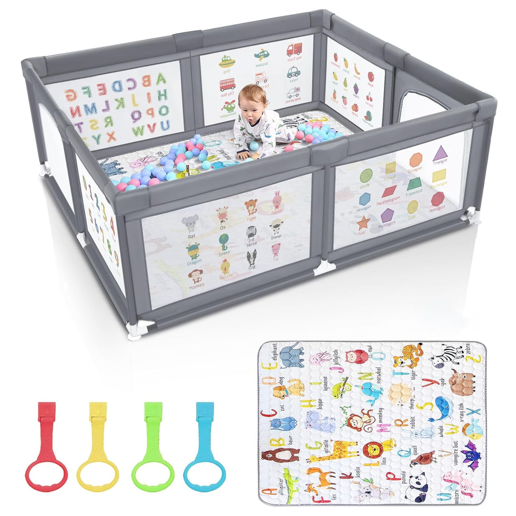 Premium Baby Playpen - Extra Large 71x60 Inches Activity Center with Mat & Safety Gate